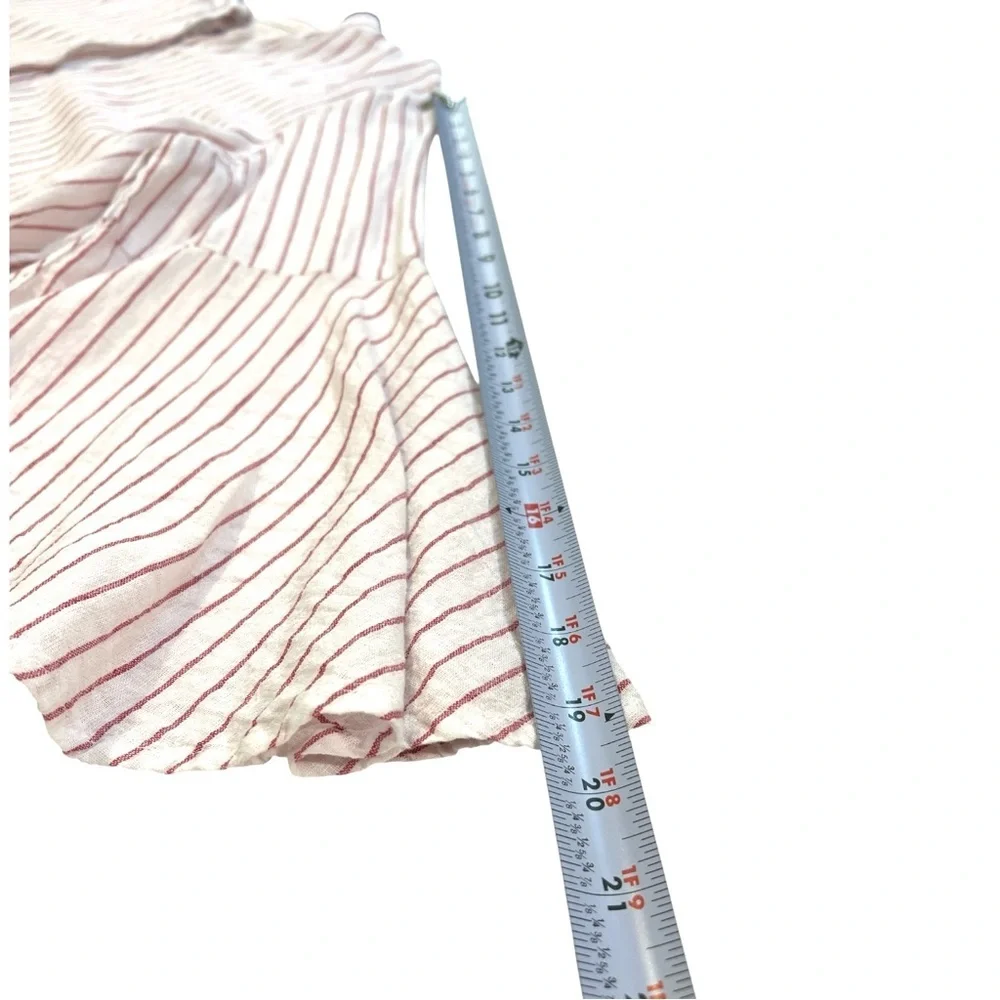 CHAPS Bell Sleeve Button Down Women’s Blouse, Linen&Cotton, Red/White, Large - Picture 10 of 11